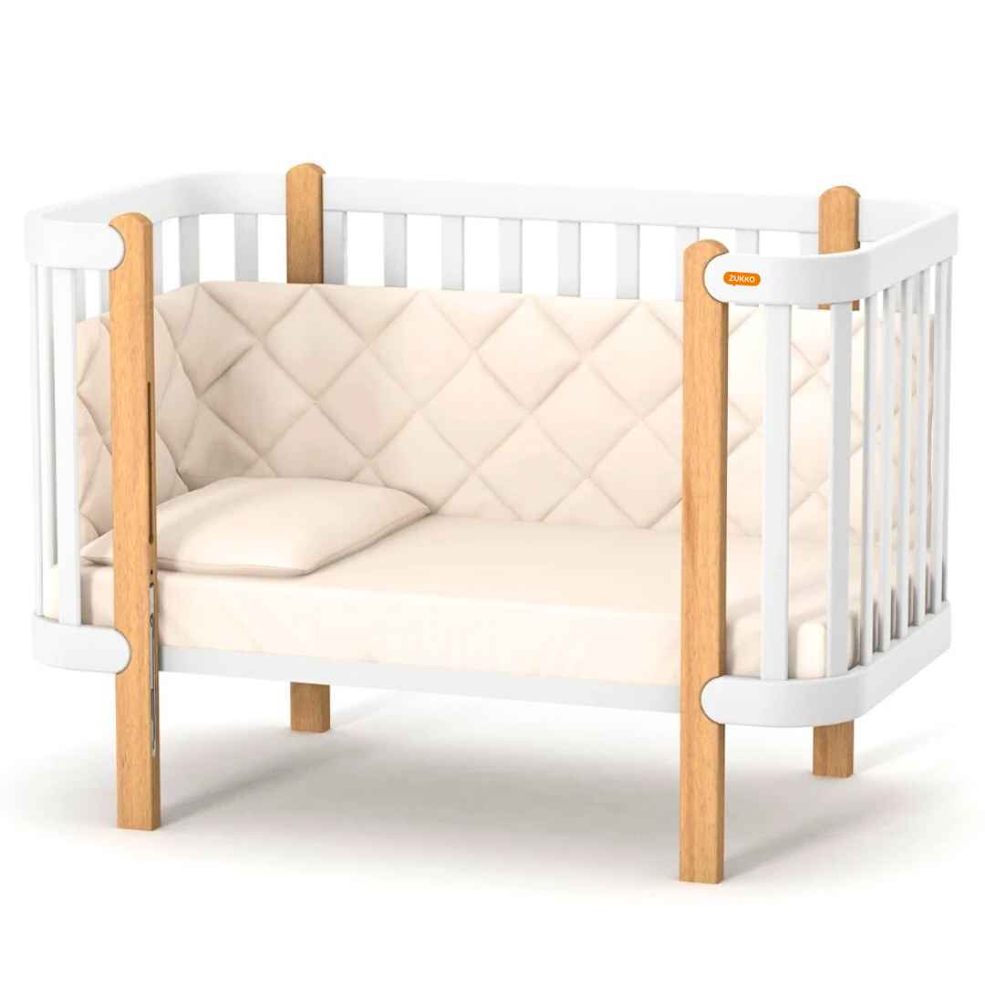 Dětská postýlka Zukko Gekko Kids 120x60. Bílá / Přírodní Buk